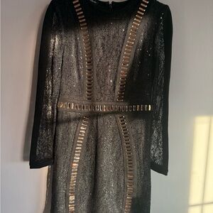 bebe Black and Gold Long Sleeve Dress size small New Year’s Eve dress